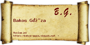 Bakos Géza névjegykártya