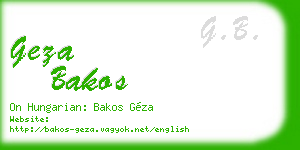 geza bakos business card